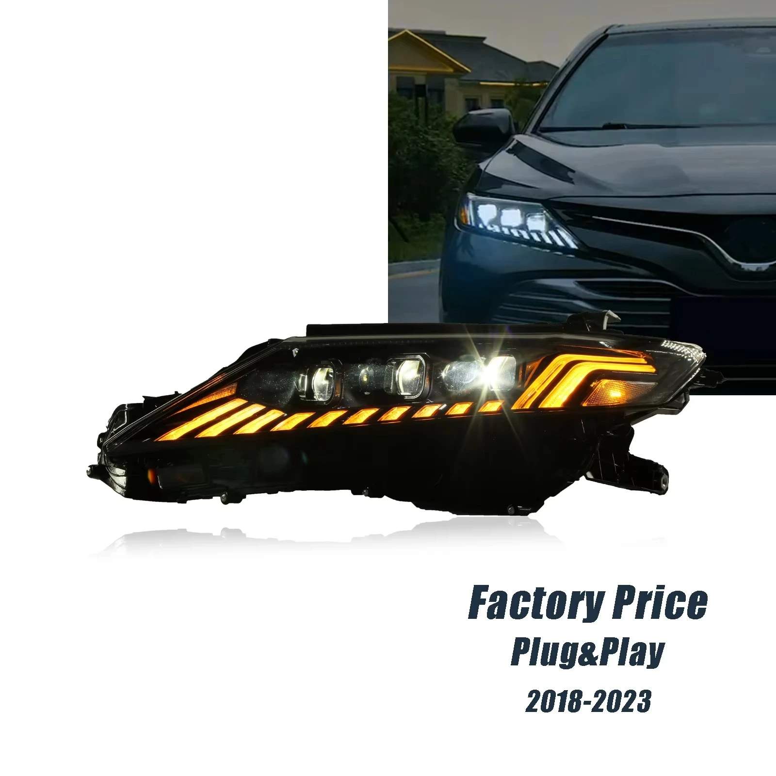 Auto Lighting Systems Car Front Light LED Headlights for Camry 2018 2019 2020 2021 2022 XSE XLE Head Lamp