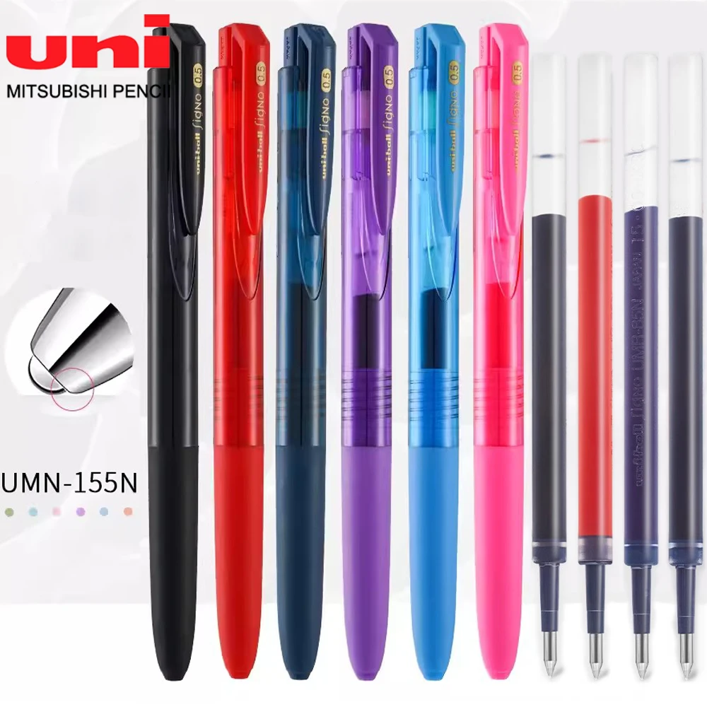 Japan UNI Gel Pen Combo Set UMN-155 Low Damping penna nera ad asciugatura rapida 0.38mm/0.5mm forniture per studenti per ufficio carino stazionario