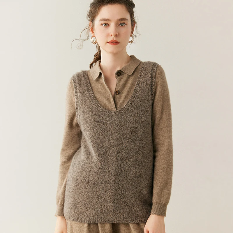 

Women Sweater Vest 100% Cashmere Vest U-neck Vest Simple Style Spring Autumn Winter Cashmere Sweater Vest Luxury Soft Comfy Tops