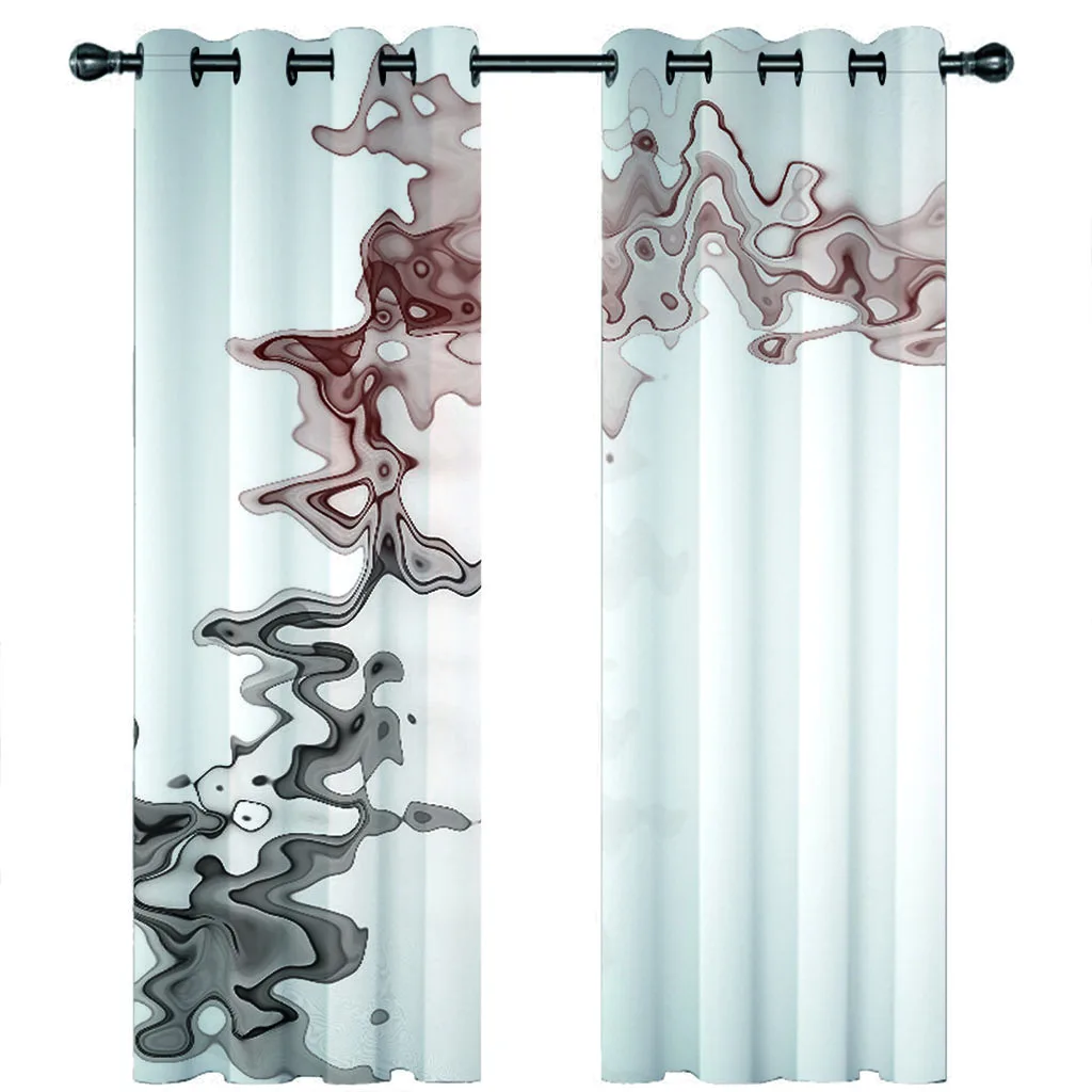 HUANZHUANG Luxury Curtains For Living Room On Sale Abstract Line Art 2 Pieces Fashion Window Curtain For Living Room