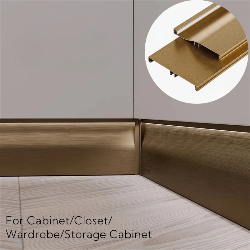 H10cm Recessed Cabinet LED Skirting Line Aluminum Profile Corner Hidden Channel Diffuser Closet Floor Baseboard Bar Strip Lights