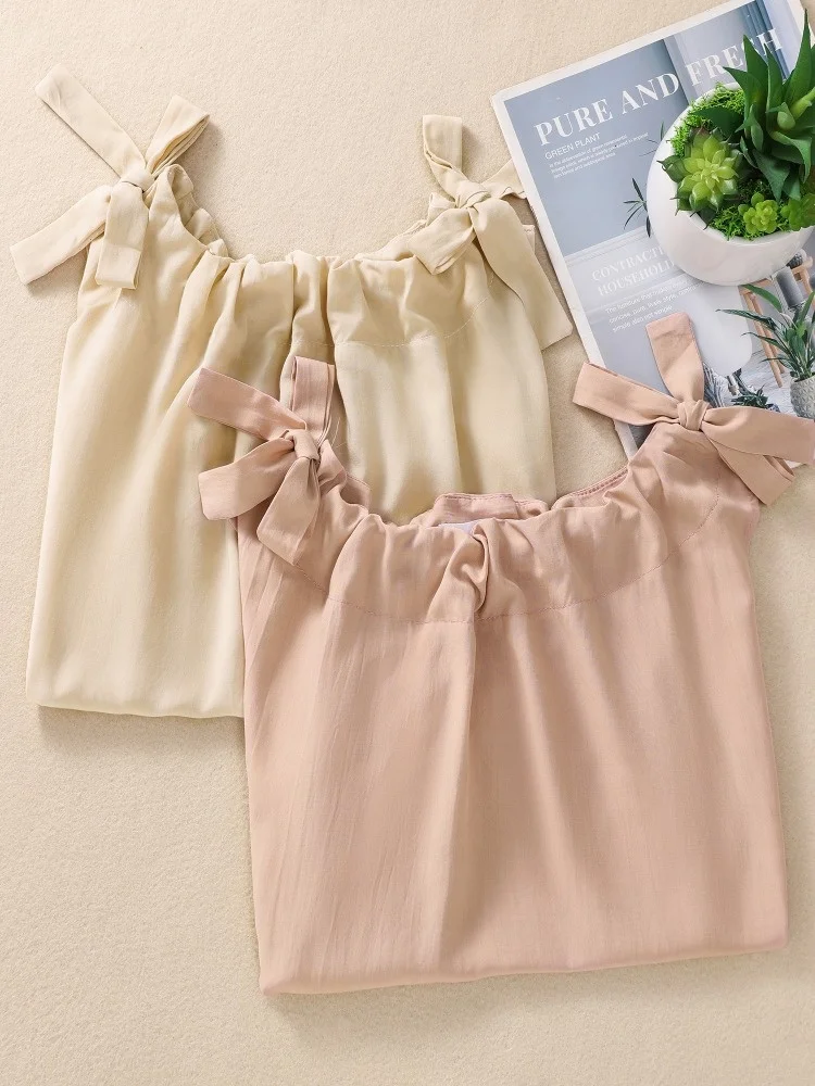 Dames losse katoenen linnen tanktop Dstring verzameld ademend zomertops kleur casual woon-werkverkeer Sle