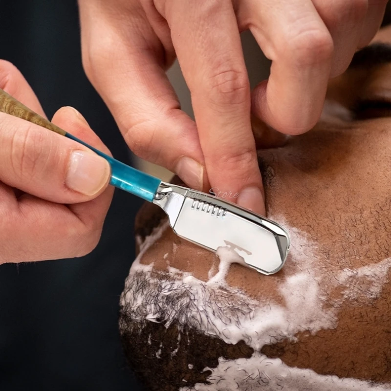 موضة مستقيم الحلاقة تصفيف الشعر اللحية الحاجب ماكينة حلاقة سبائك الزنك الإبط حلاقة سكين الرجال أداة إزالة الشعر مع 74 شفرة