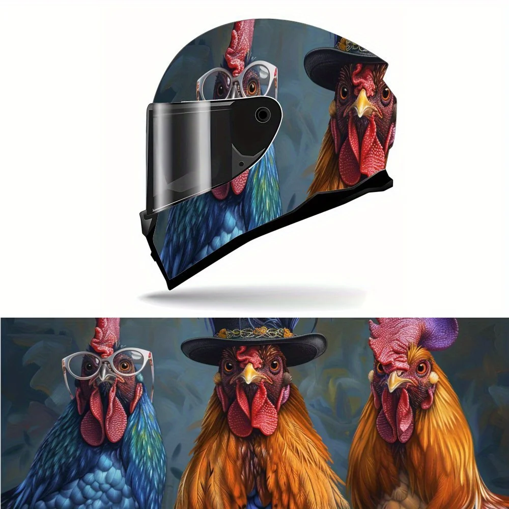 Dreamy Color - ملصق لف من الفينيل لخوذة الوجه بالكامل على شكل مجموعة الديك، مادة PVC متينة، ملصق رسم فني جمالي #1