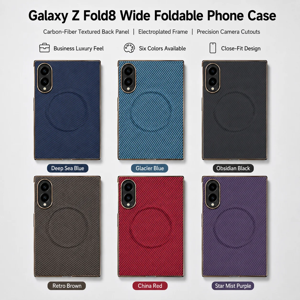 Luxury Carbon Fiber For Magsafe Phone Case For Samsung Z Fold 8 7 6 5 4 3 Fold8 Ultra Wireless Charge Soft Silicone Bumper Cover