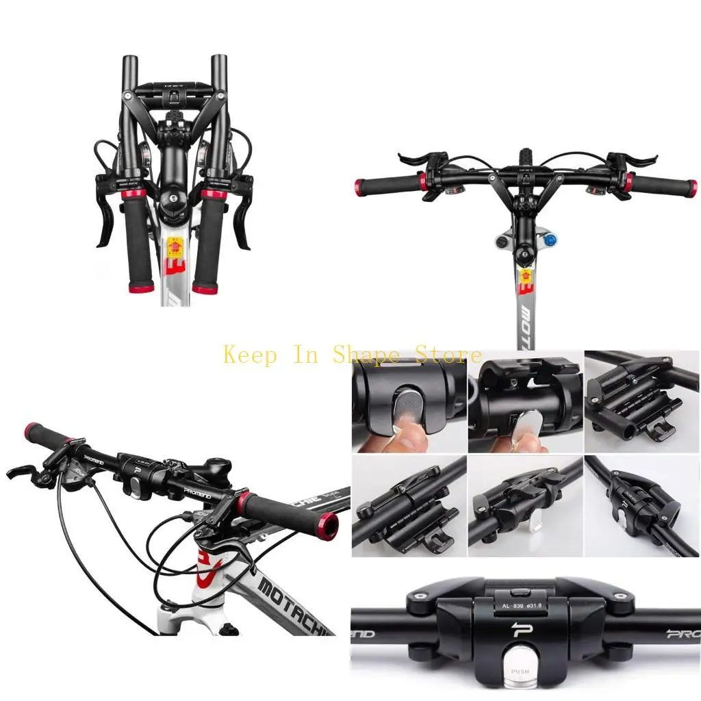 

U1JC Mountain Bike Folding Handlebar Foldable Crossbar Aluminum Alloy MTB Bar Cycling Parts
