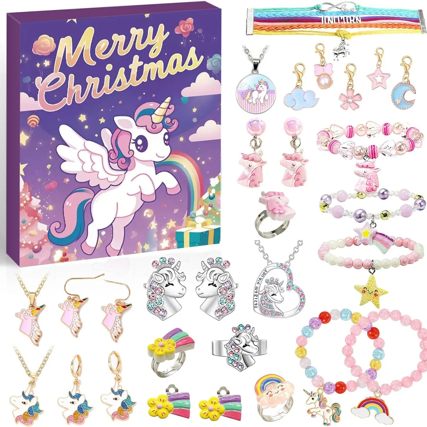 My Little Pony Necklace Studs Earrings Bracelet Gift Box Diy Jewelry Gift 24 Grid Countdown Calendar Advent Christmas Gift