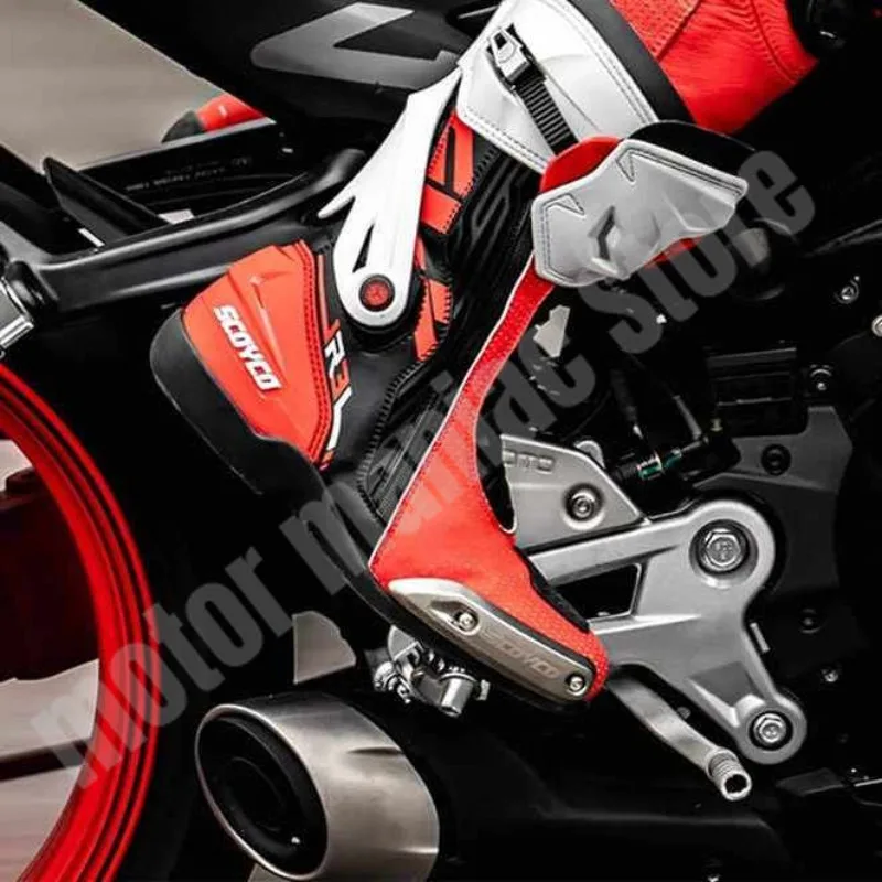 

Motorcycle Racing Riding Boots Motorcycle Track Racing Shoes Anti Slip and Anti Fall Professional Motor Riding Protective Shoes