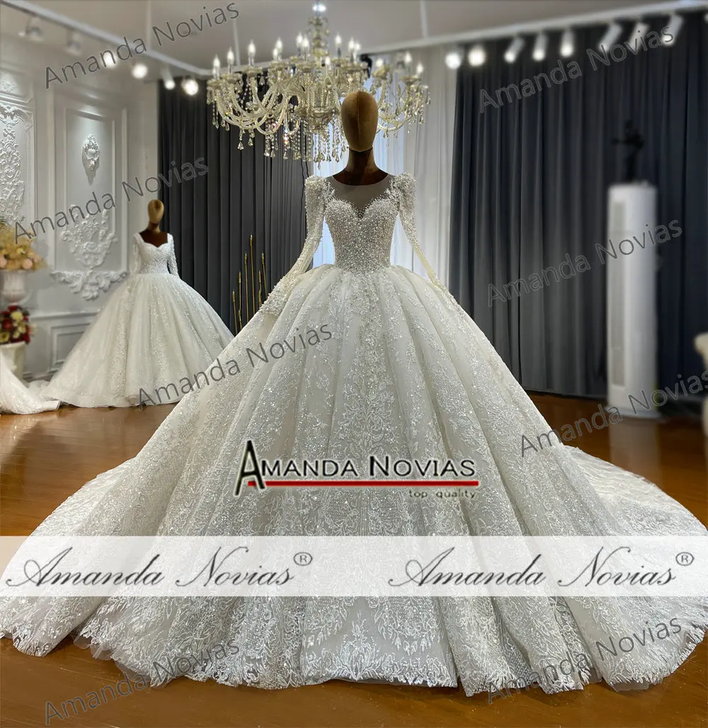 تخصيص NS5013 أماندا نوفيس 2026 نموذج جديد فستان الزفاف اللؤلؤ