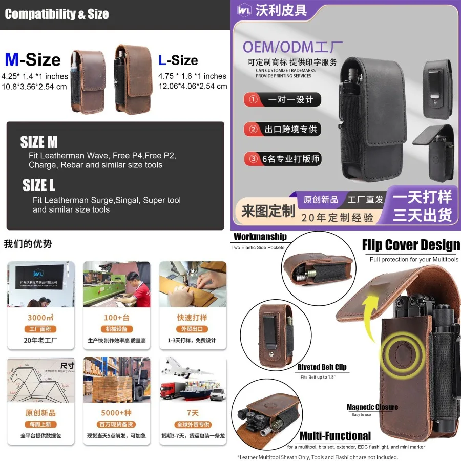 

【New style】 Multi-Function Tool Protector for Daily Carrying Belt Tool Holster Retro Leather EDC Tool Protector