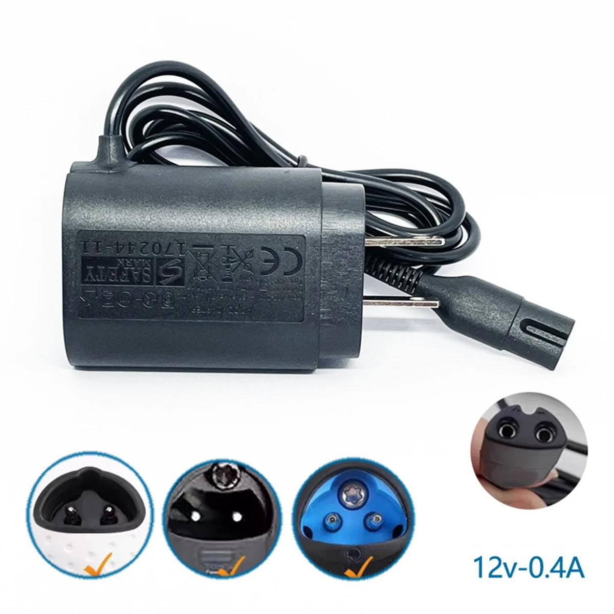Substituir carregador de barbear 12v 0,4a para braun série s3 s5 s7 s8 s9 3010s 4775 5774 adaptador de carregador de barbeador elétrico plugue americano