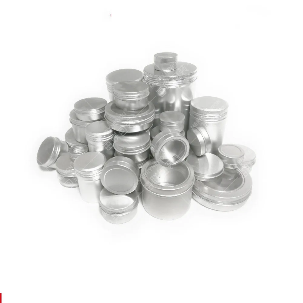 

100PCS 5ml-60ml Aluminum Tin Jars 5g 10g 15g 20g 30g 50g 60g Metal Empty Cosmetic Face Care Eye Cream Lip Balm Gloss Packaging