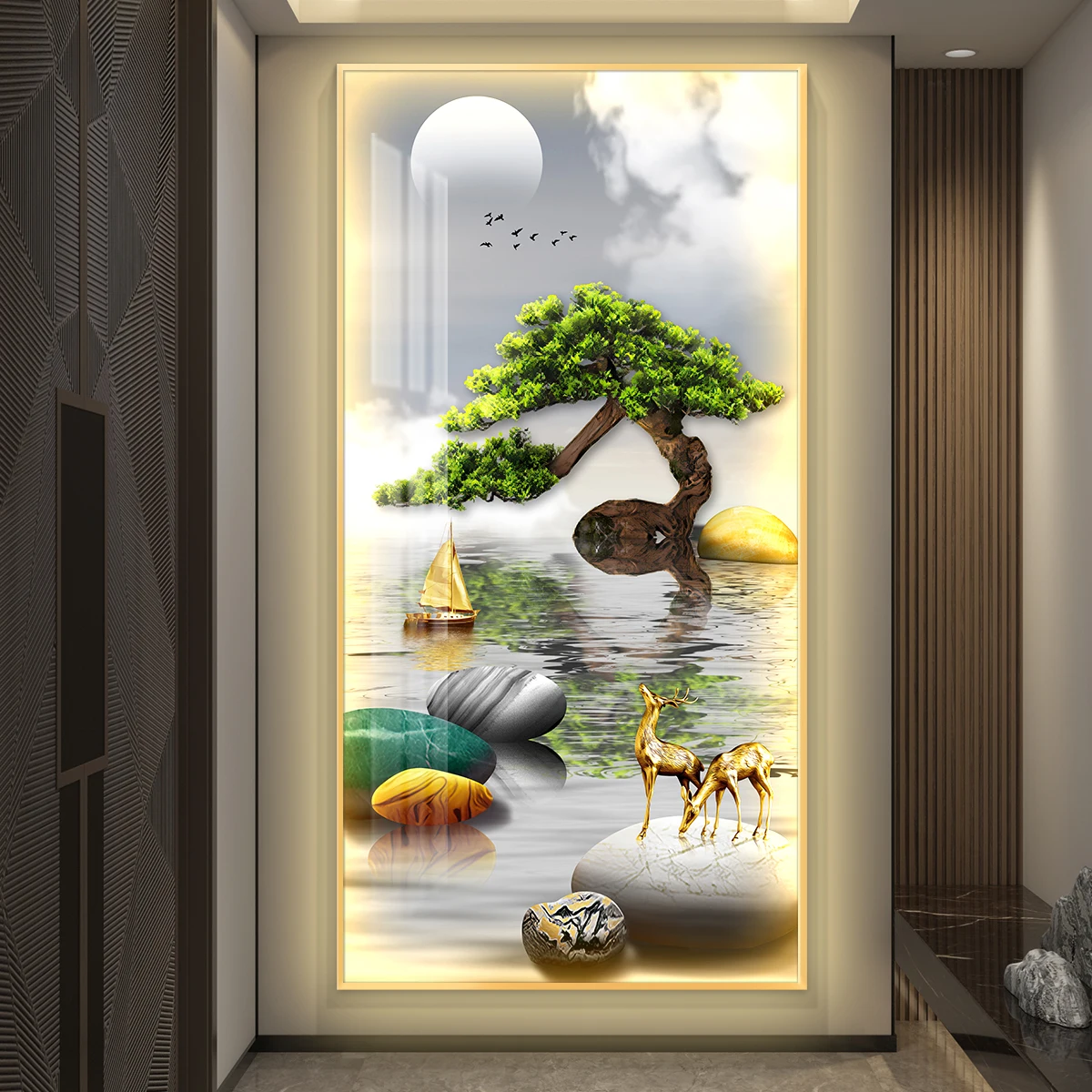 LED With Lights Entrance Hall Decoration Corridor With Framed Paintings Mural Paintings Simple Modern High-end Home Mural Lights