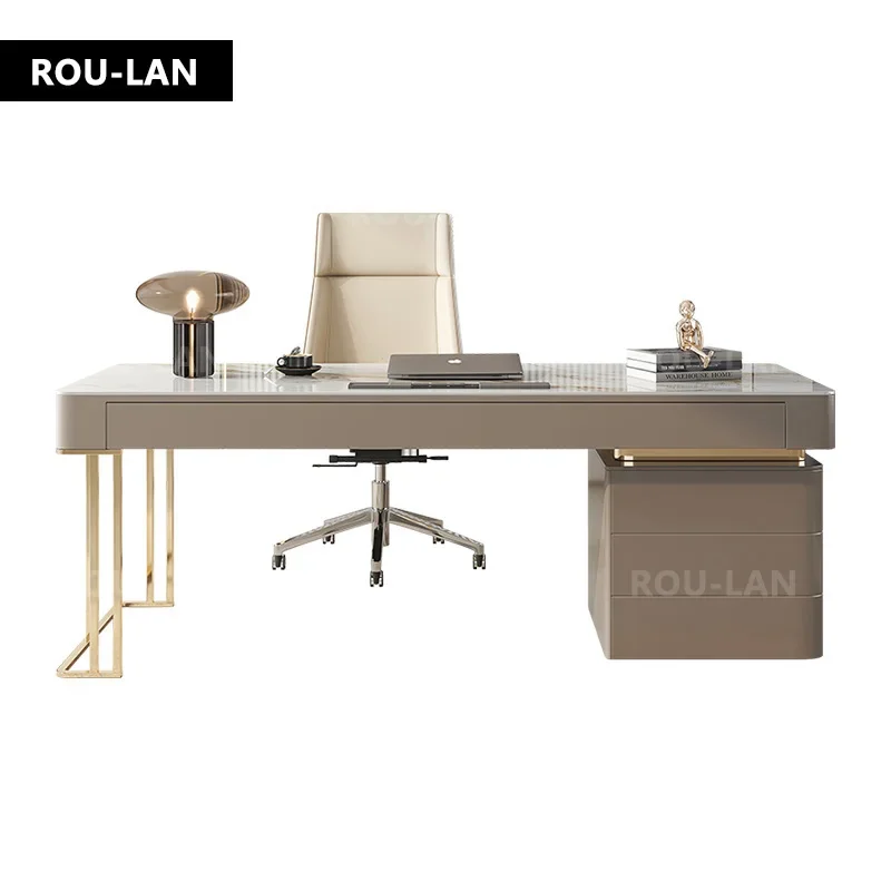 Rock Slab โต๊ะ Small Apartment Scandinavian Study Luxury Office Desk โต๊ะคอมพิวเตอร์ Modern Writing Desk Home