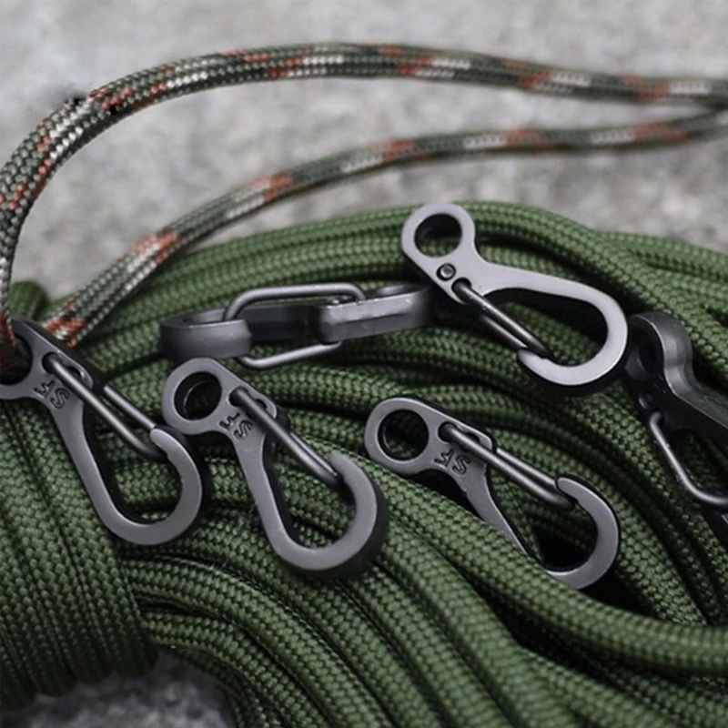 10Pcs/lot Mini Carabiner Paracord Molle Gear Hooks Key Chain Camping EDC Survival Climbing SF Spring Backpack Clasps Keychain