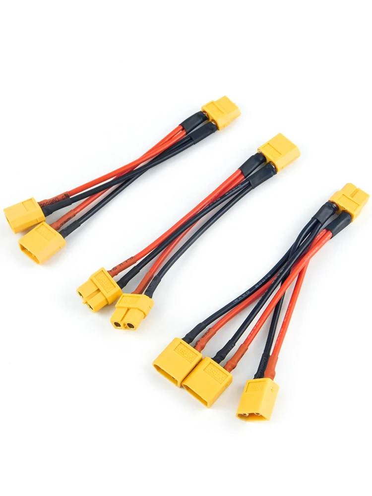 XT60 Parallel Battery Connector Male/Female Cable Dual Extension Y Splitter/ 3-Way 16AWG Silicone Wire for RC Battery Motor