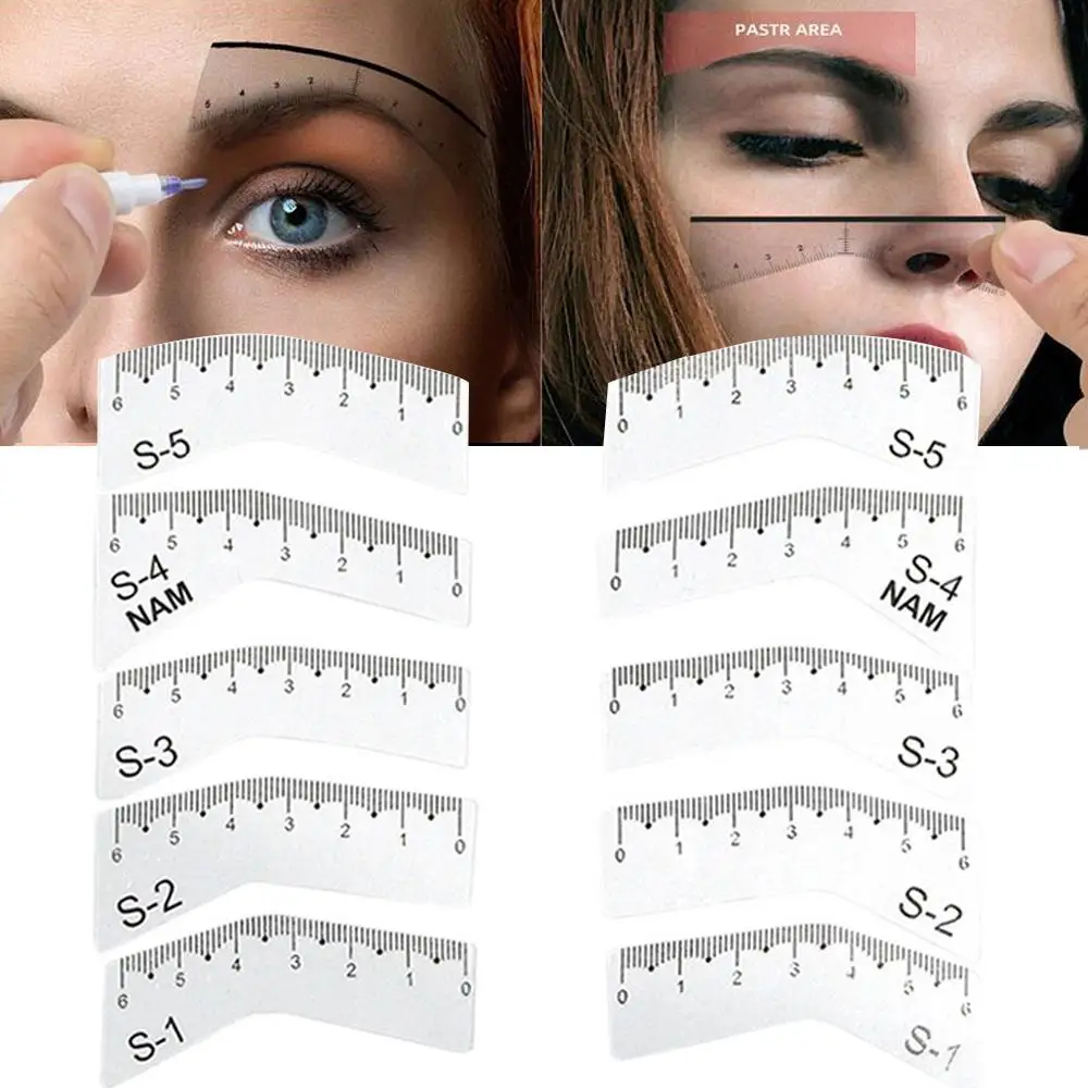 5 Pairs Vrouwen Herbruikbare Microblading Wenkbrauw Heerser DIY Eye Brow Tekening Gids Vormgeven Grooming Stencil Card Make Up Gereedschap