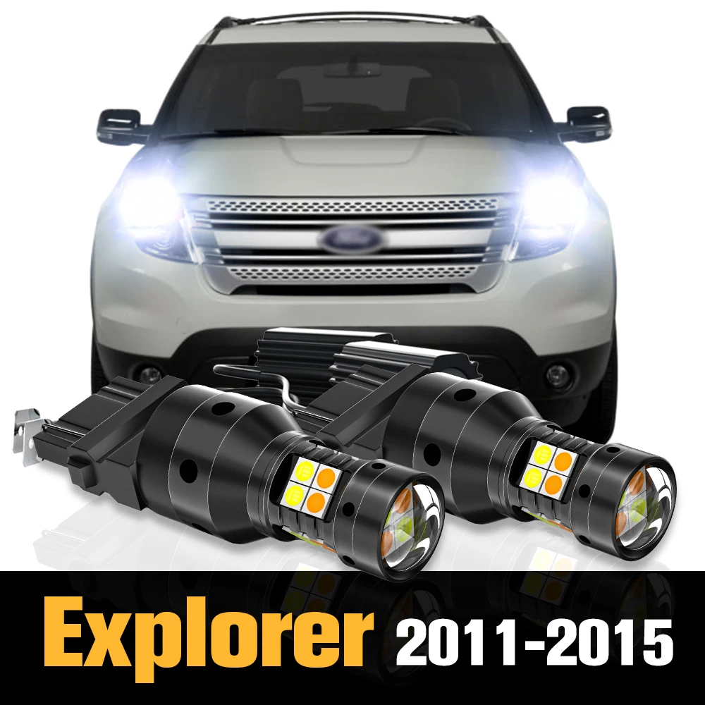 2pcs Canbus LED Dual Mode Turn Signal+Daytime Running Light DRL Accessories For Ford Explorer 2011 2012 2013 2014 2015