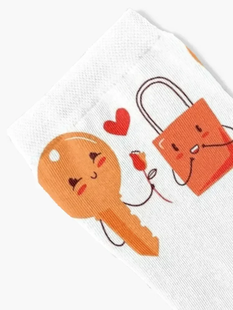 Key and lock romantic declaration of love Socks retro hockey Socks Girl Men's