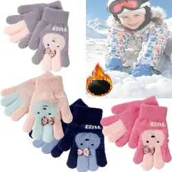 Snow Children Baby Gloves Full Finger Gloves Boys Girls Warm Mittens Thickened Plush Gloves Cycling Ski Gloves Hand Warmer