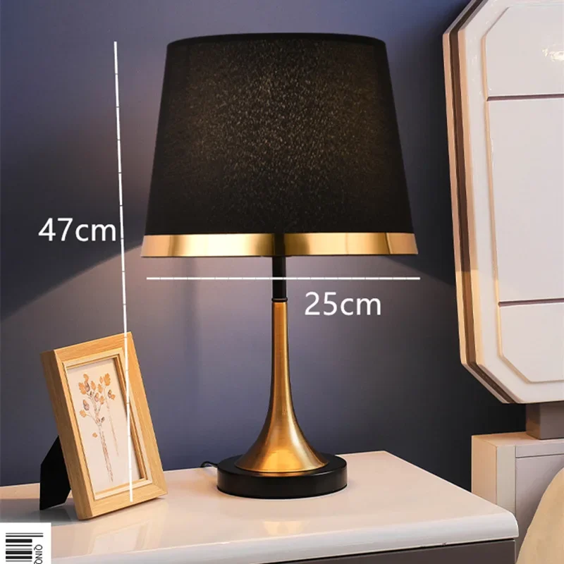 

Nordic vintage horn type desk lamp for bedroom bedside table night lamp Fabric lampshade room home decoration LED standing lamp