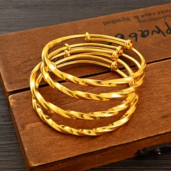 Gold Color Wedding Jewelry Adjustable Size Bangles Ethiopian Dubai Bracelets Women Birthday Paty Gifts