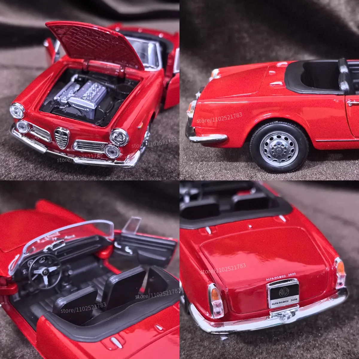 نموذج سيارة ألفا روميو سبايدر 2600 بمقياس محدود 1:24، لعبة هدية عيد الميلاد للأطفال من السيارة الفاخرة #5