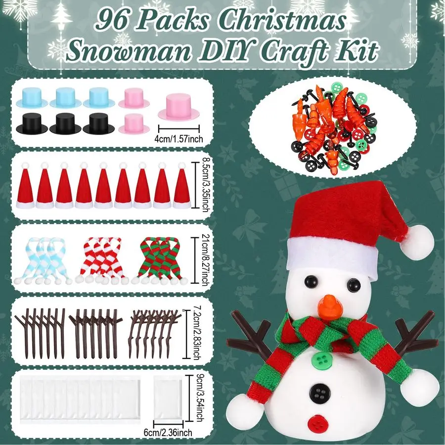 96 حزمة ثلج الحرفية عدة عيد الميلاد DIY بها بنفسك بناء ثلج تزيين عدة النمذجة الطين القبعات أزرار الأوشحة كرات رغوة لوازم الحرفية #3