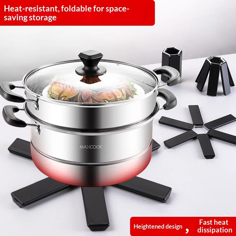 Foldable Pot Trivet Heat Resistant Insulation Mat Non‑Slip Hot Dish Pad for Kitchen Table Pot Pan Holder Kitchen Gadget