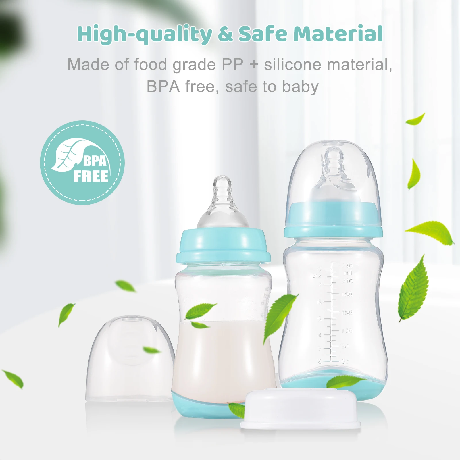 Baby Bottles Breastfeeding Bottles for Baby Milk Storage Bottles Baby Feeding Bottles with Silicone Nipple & Storage of 3PCS