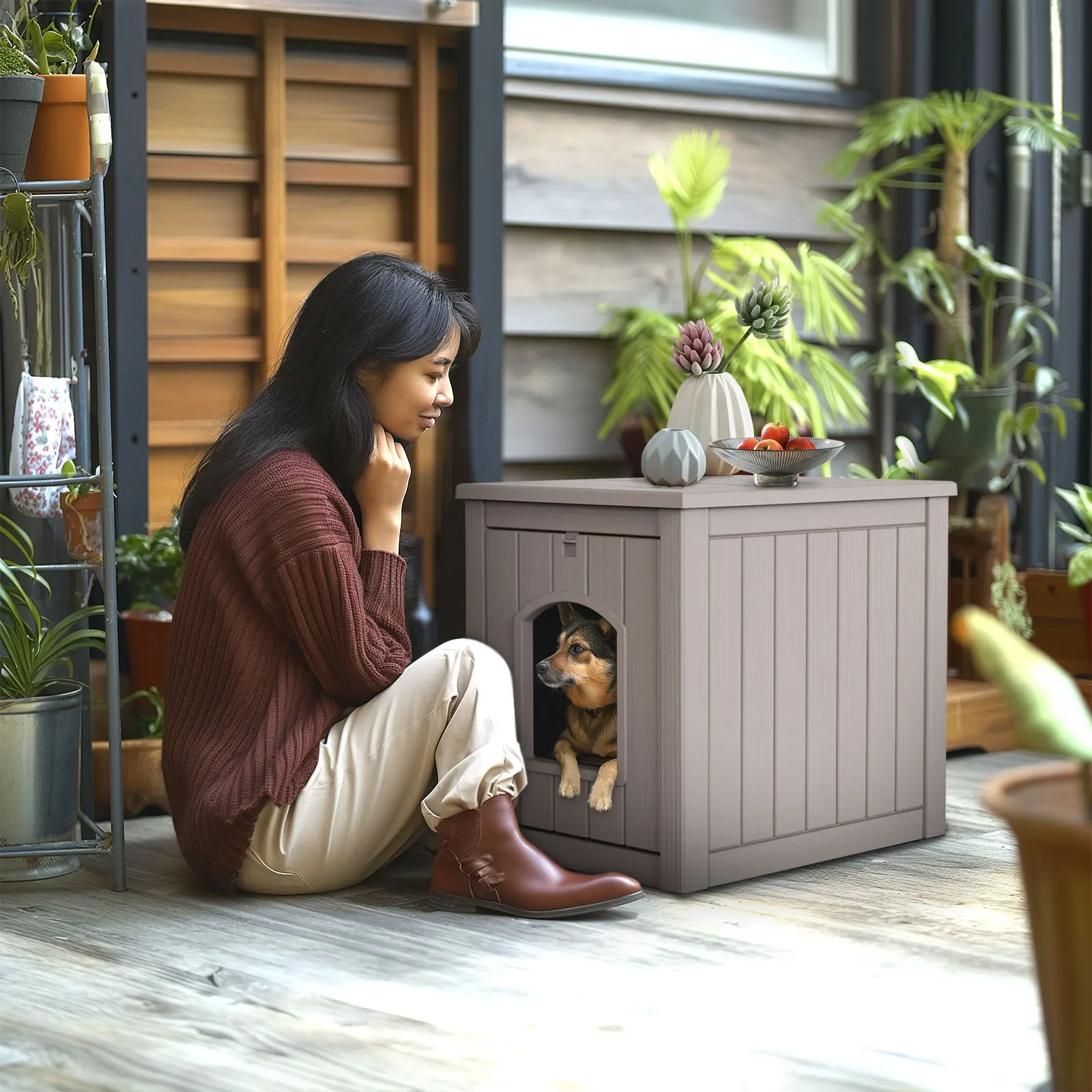

Resin Pet Nest, Easy to Assemble, with Windows, Rust Resistant, Suitable for Indoor And Outdoor Use, Easy to Clean, Durable, And The Perfect Choice for Comfortable Pet Shelters, Perfect Holiday Gift for Halloween, Christmas, Thanksgiving
