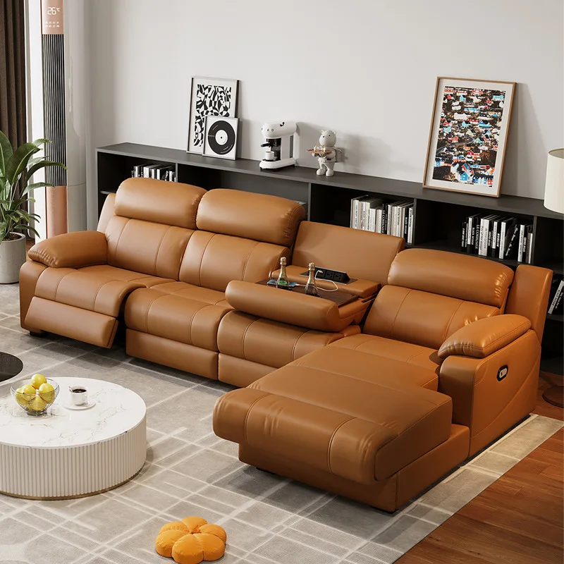 Zero against the wall first-class space electric cabin living room large home theater leather multi-functional sofa