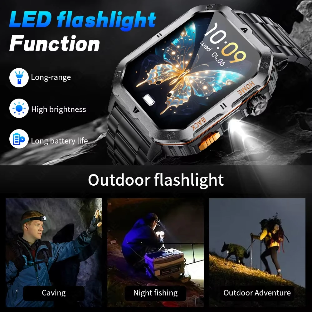 2025 nuevo reloj inteligente GPS militar resistente para hombres para Xiaomi Bluetooth llamada monitoreo de salud AI voz deportes relojes inteligentes impermeables