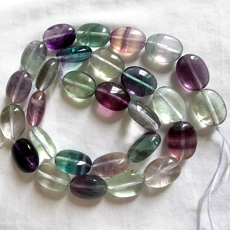 Natural Oval Fluorite Beads DIY Loose Stone Beads For Jewelry Making Beads Bracelets For 15\'\' Women Necklace Gift Accessory