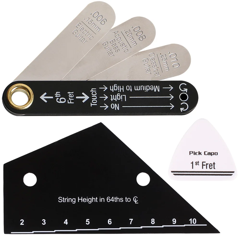 High Precision Guitar Rod Gauge and String Action Ruler Set with Pick for Easy Setup of Electric Acoustic Classical Bass Guitars