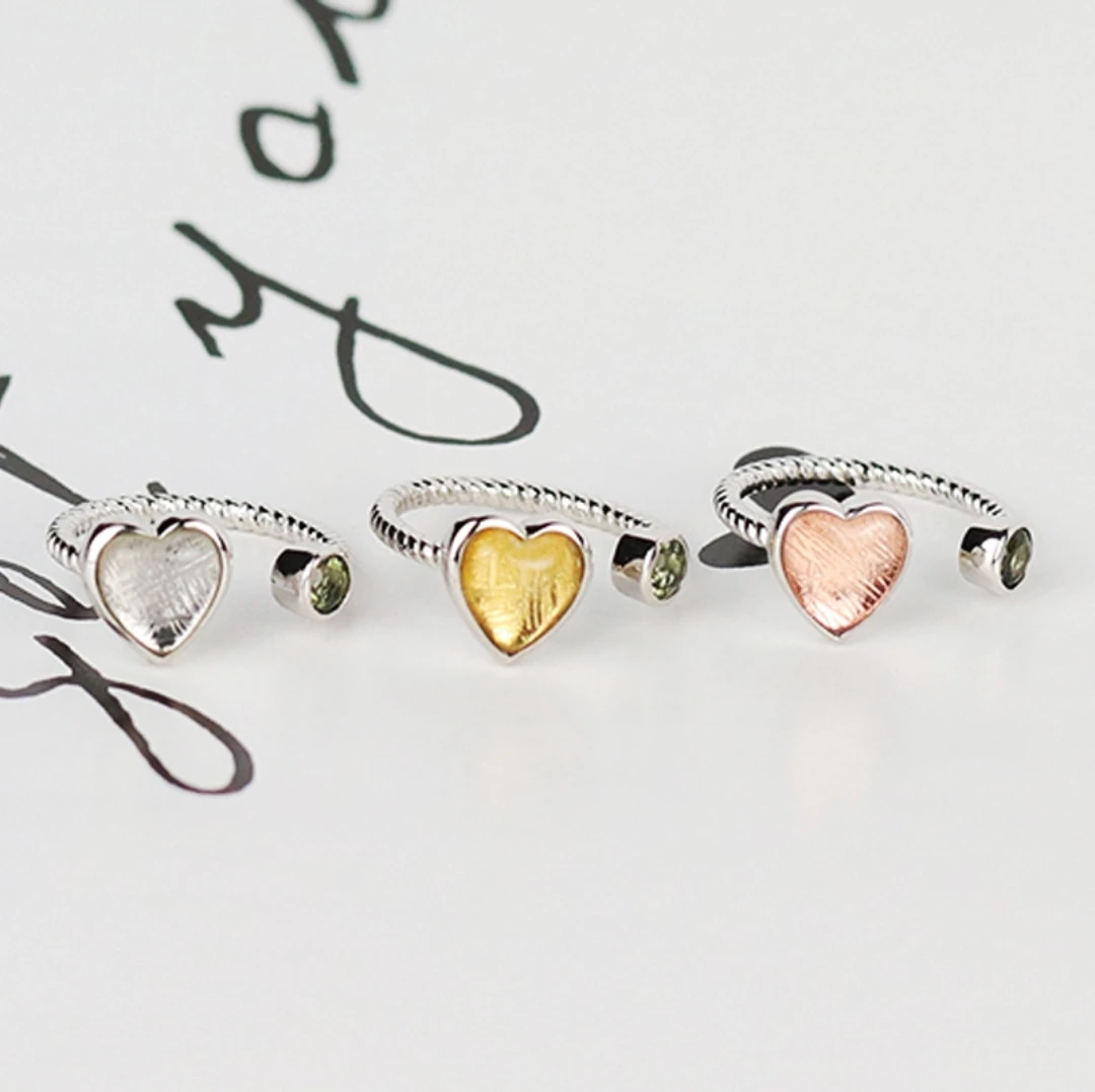 

Natural Gibeon Iron Meteorite Women Adjustable Ring 8mm Heart Silver Rose Gold Meteorite Moldvite Jewelry Ring AAAAA