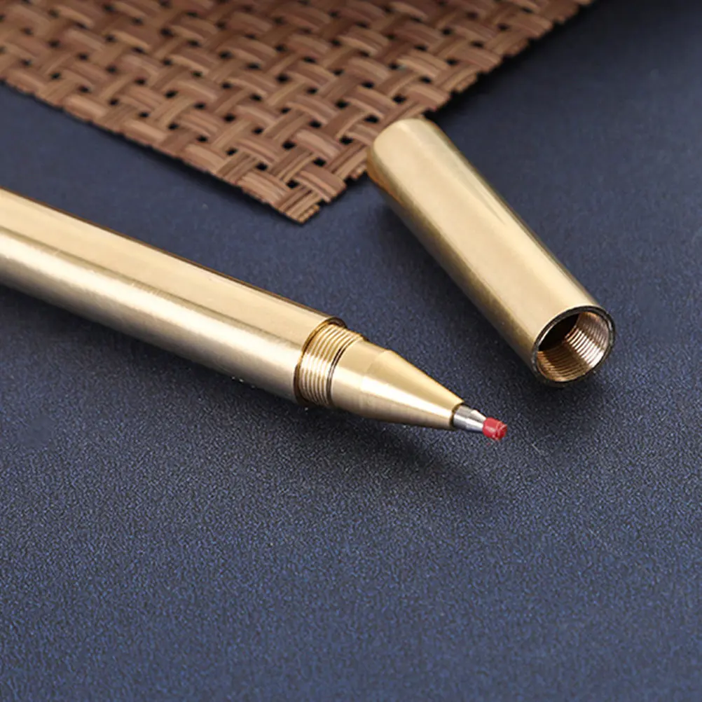 Vintage Advertising Copper Compact Portable Sign Pen For School Home Office Business Writing Supply Stationery Pen