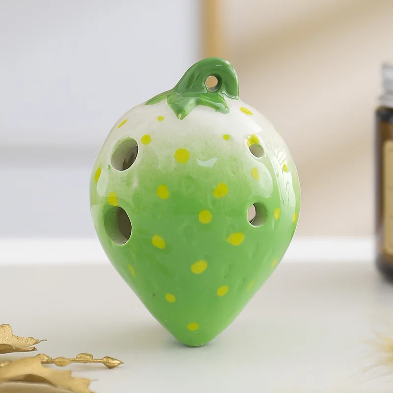 Strawberry Fruits Ocarina 6 Holes Creative Gradient Color Students Ceramics Handmade Ac Tone Orff Instruments For Beginners