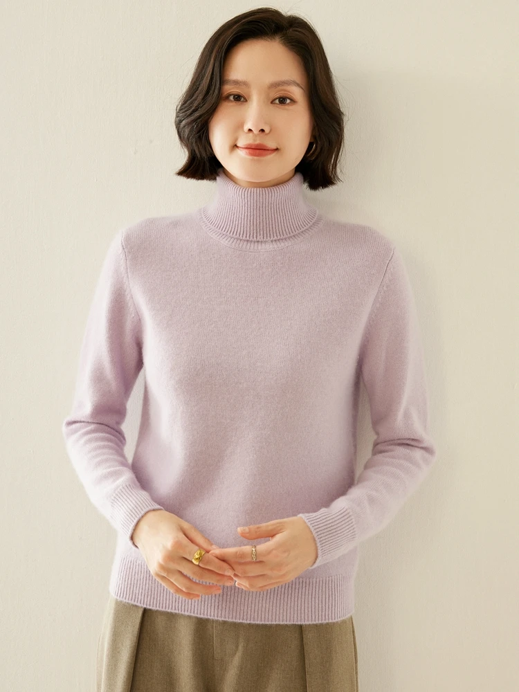 

Women 100% Cashmere Sweater Turtleneck Pullover Autumn Winter Basic Long Sleeve Bottom Cashmere Sweater Soft Warm Knitwear Tops