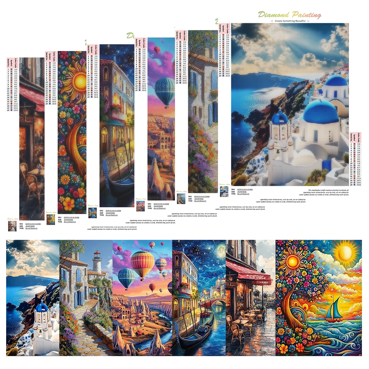 

PhotoCustom 6 шт. Diy алмазная живопись здание пейзажный набор Алмазная вышивка картина полный круглый квадратный горный хрусталь домашний декор