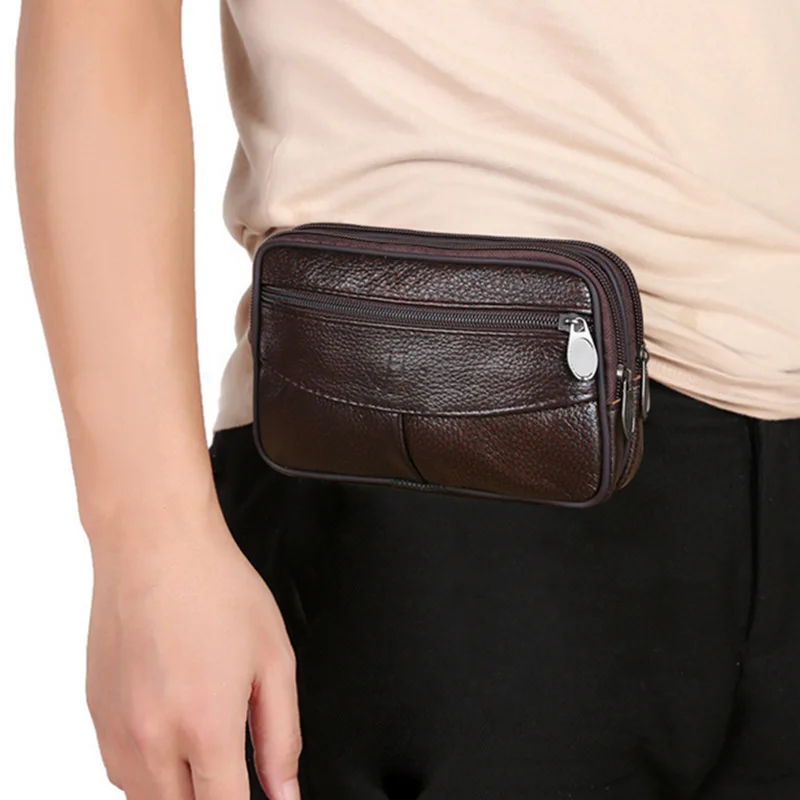 

Vintage Cowhide Men's Waist Bag Retro Genuine Leather Fanny Pack Belt Bag For Male Outdoor Travel Phone Pouch Waist Bags Purse