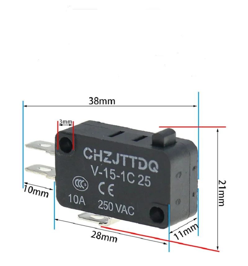 Momentary Micro Limit Switch CHZJTTDQ V-15.V-151.V-152.V-153.V-154.V-155.V-156 Travel switch limit switch silver contact