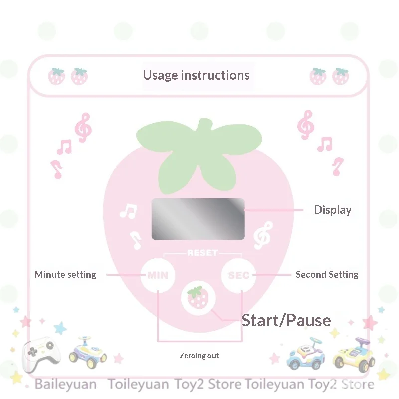 Picture 7: New ROSYPOSY Digital Timer Strawberry Shape Ins Korean Style Countdown Alarm Reminder For Kitchen Cooking Study Time Management