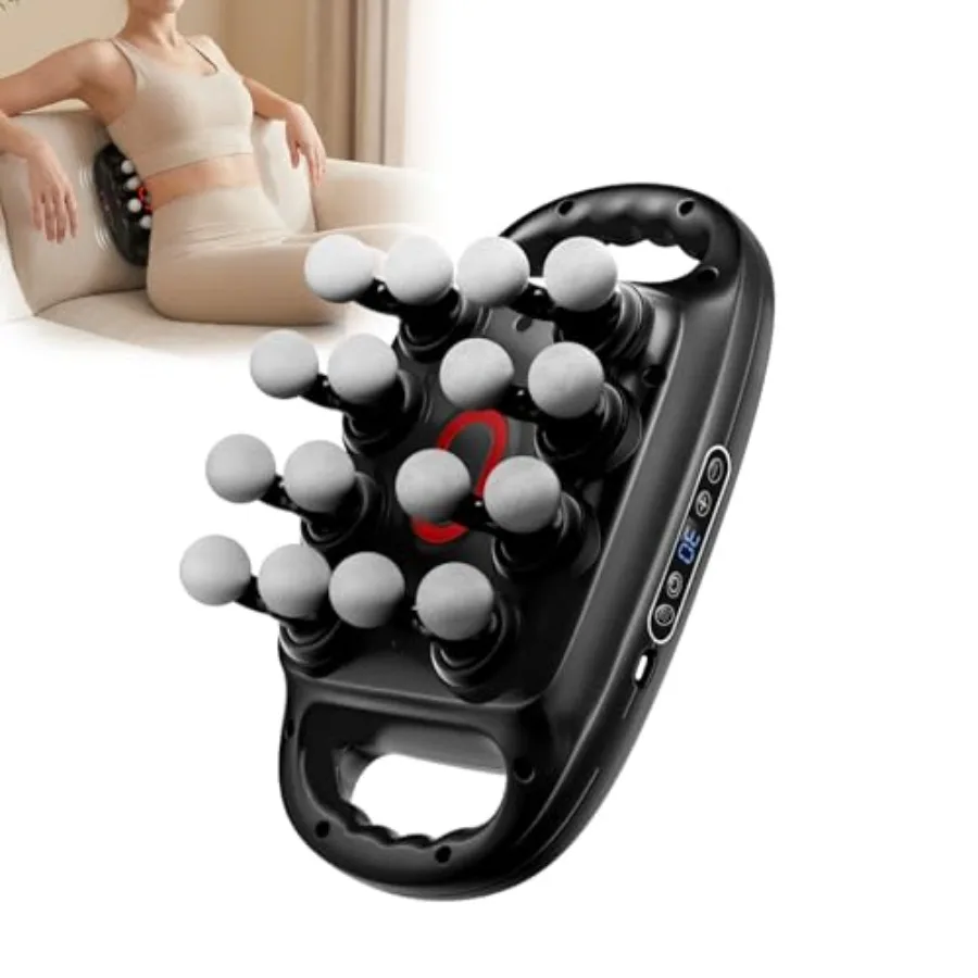 

Массажный пистолет с 16 насадками для глубокого массажа тканей, 3 режима, 30 уровней интенсивности, бесшумный, подходит для массажа спины, плеч и таза.