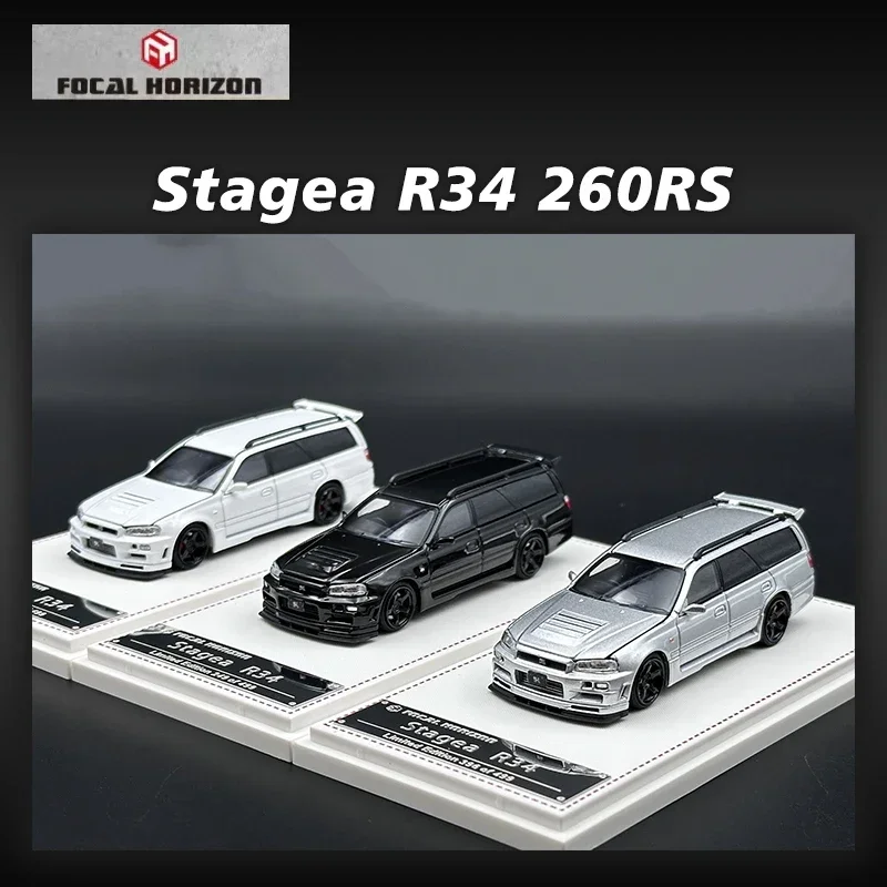 

FH In Stock 1:64 Skyline R34GTR Stagea WC34 260RS Opened Hood Diecast Diorama Car Model Collection Miniature Toys Focal Horizon