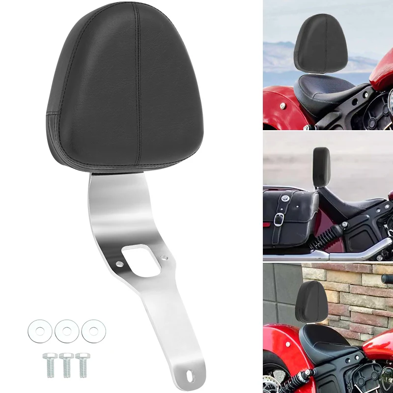 Black Motorcycle Plug In Front Driver Rider Backrest Sissy Bar Pad For Indian Scout Sixty ABS 100th Anniversary 2015-2023