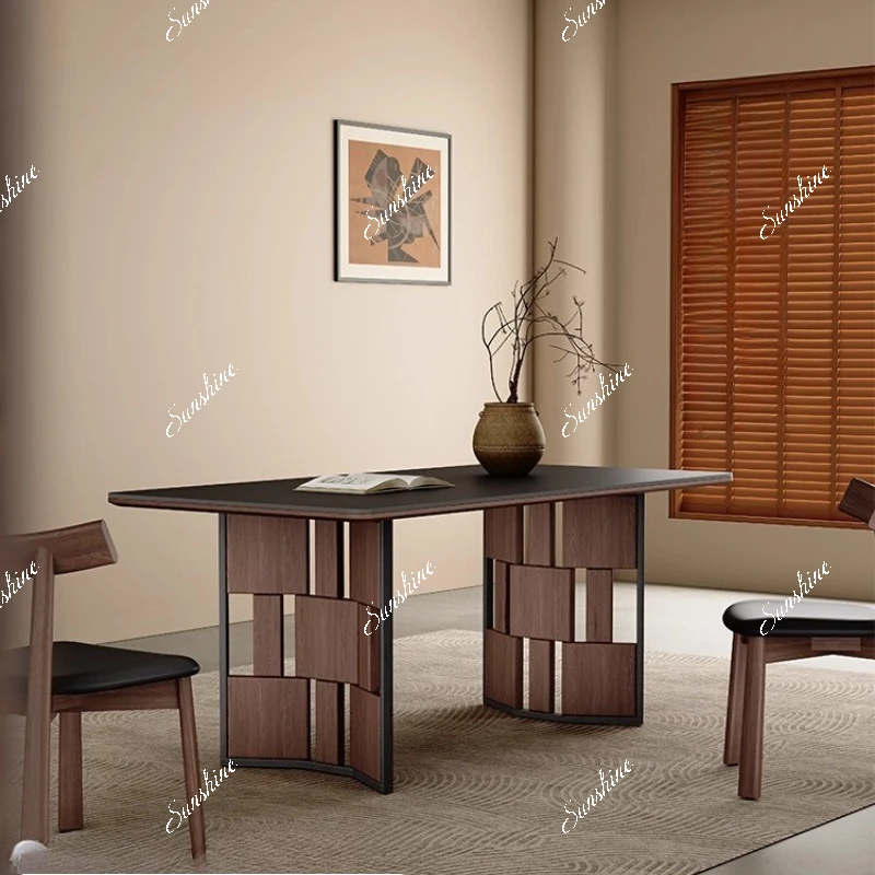 Small apartment dining table household slate modern simple rectangular dining table