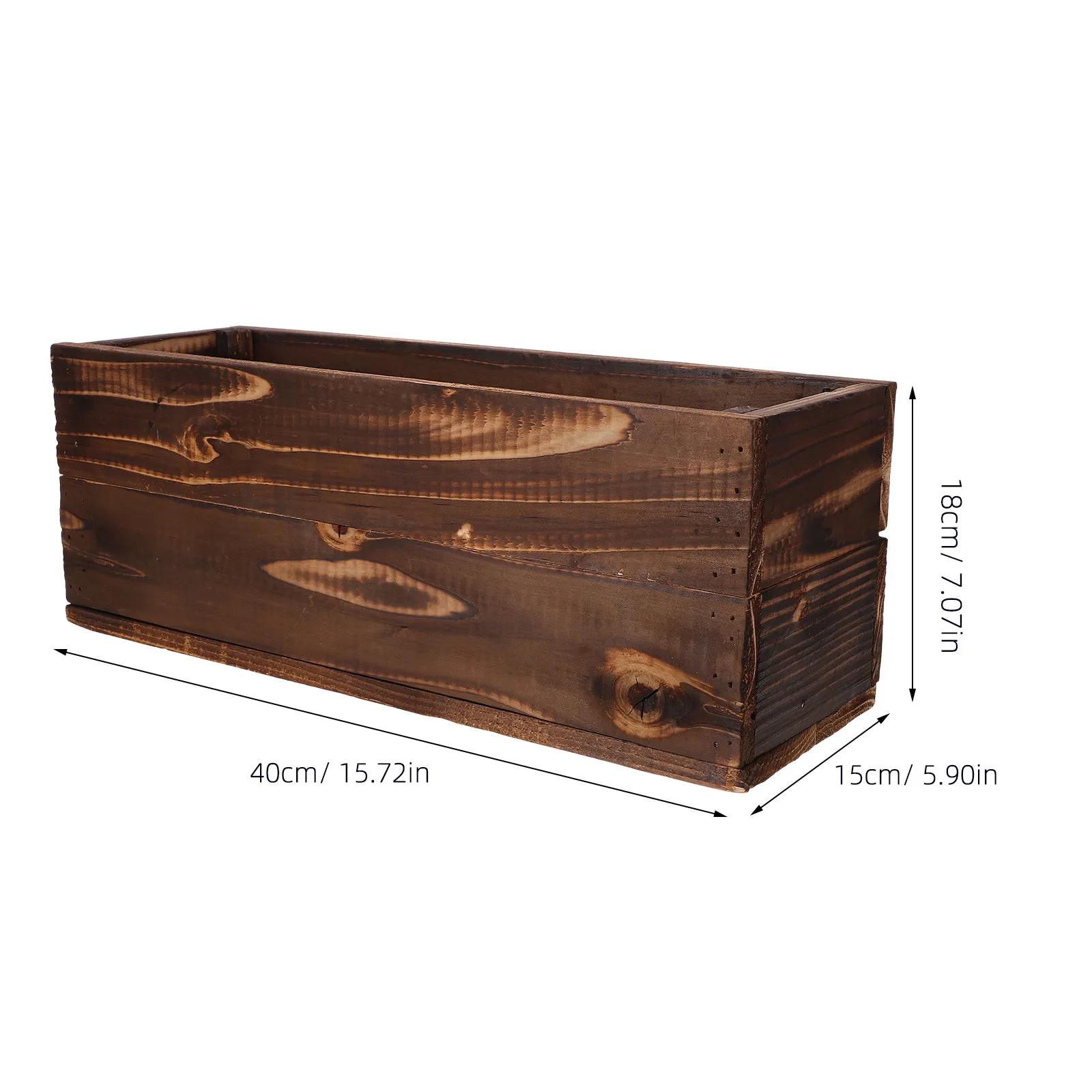 Wood Planter Box Rectangular Balcony Rustic Wooden Flower Pot Outdoor Succulent Plant Container Wooden Garden Planter view 3