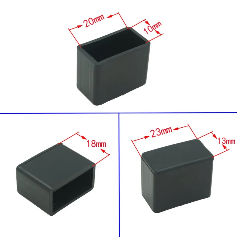 Manga de tubo retangular plástico pé cobre móveis capas de borracha mesa e cadeira perna cobre quadrado tubo final tampa vertical squar