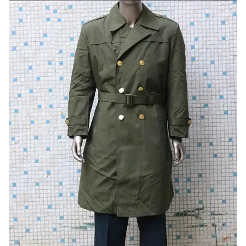 Chinese School Uniform Overcoat Green Long Coat Men Winter  87s Removable Liner Think